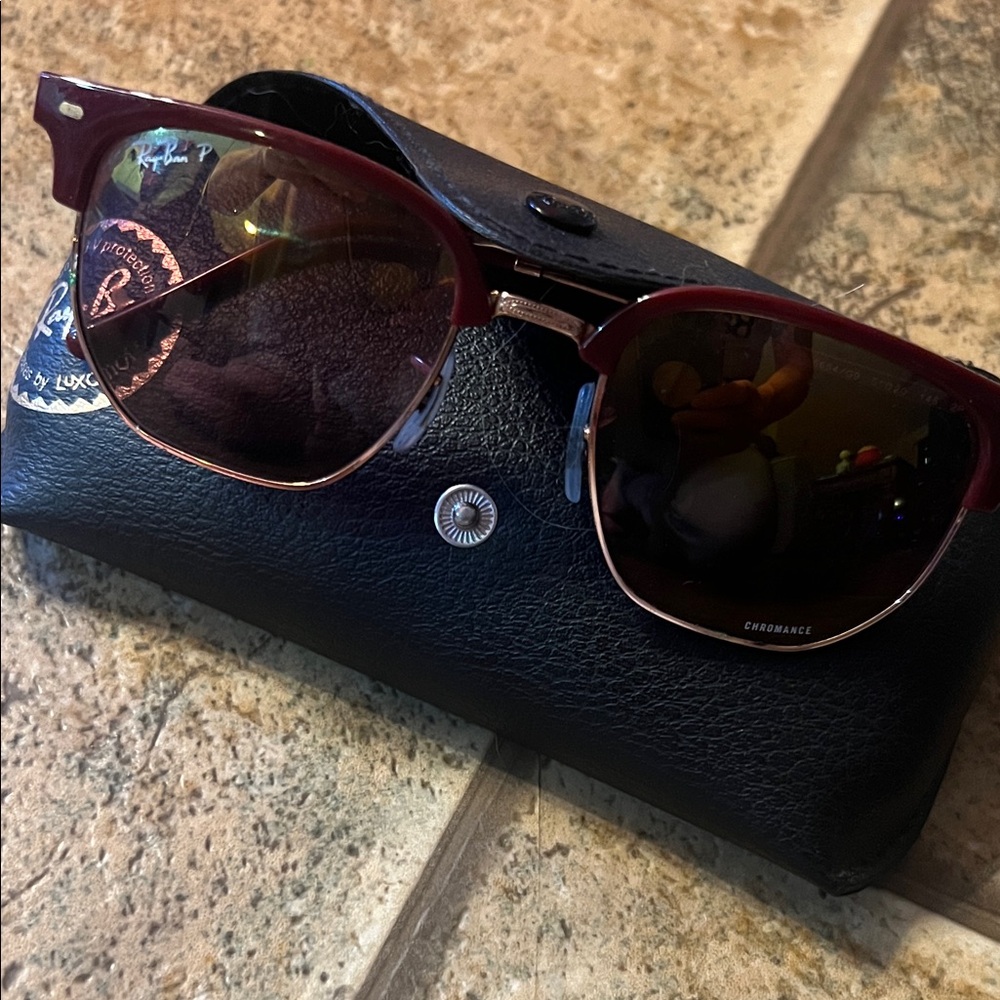Ray-Ban Maroon Sunglasses with Black Case